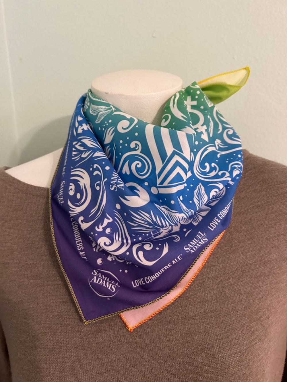 Samuel Adams Rainbow Bandana Scarf Multicolor love conquers ALE pride gear